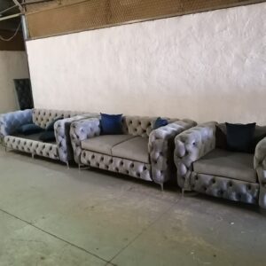 Chesterfield couches 3,2 and 1 set cost R16500 you may choose any color from velvet and RE materialContact us for courier charges